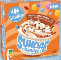 Carrefour Sensation Înghețată Sundae cu vanilie și caramel sărat, 360 ml
