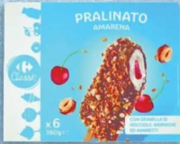 Carrefour Classic Înghețată cu praline și amarenă, 6 x 60 g