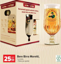 Birra Moretti Bere 5 x 0.33 L + Pahar