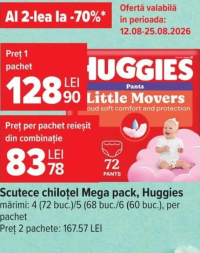 Huggies Little Movers Scutece chiloțel Mega pack mărimi: 4 (72 buc.)/5 (68 buc./6 (60 buc.)