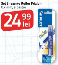 Pilot Set 3 rezerve Roller Frixion 0.7 mm, albastru