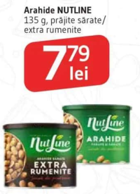 NUTLINE Arahide 135 g, prăjite sărate/ extra rumenite