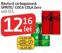 SPRITE/ COCA COLA Zero Băutură carbogazoasă 4x0.33 L
