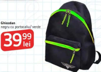 Ghiozdan negru cu portocaliu/ verde