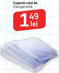 Copertă caiet A4 transparentă