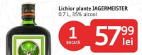 Lichior plante JAGERMEISTER 0.7 L, 35% alcool (1 bucată)