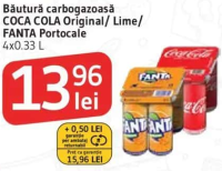 COCA COLA Original/ Lime/ FANTA Portocale Băutură carbogazoasă 4x0.33 L