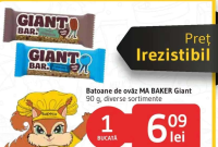 MA BAKER Batoane de ovăz Giant 90 g, diverse sortimente (1 bucată)