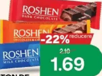 Baton de ciocolată cu lapte Roshen 33g cu cremă de zahăr ars/fondant/caramel