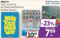 HERLITZ CAIET A4 80 FILE DICTANDO/MATEMATICĂ, DIVERSE MODELE