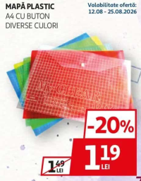 Mapă Plastic A4 cu buton diverse culori