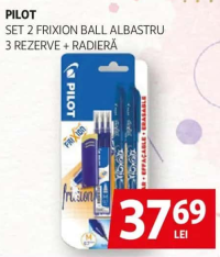 Pilot Set 2 Frixion Ball Albastru 3 Rezerve + Radieră