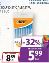 BIC Pix Round Stic Albastru set 8 buc