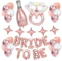 Set 36 baloane Bride to be, Latex/Folie aluminiu, Rose Gold
