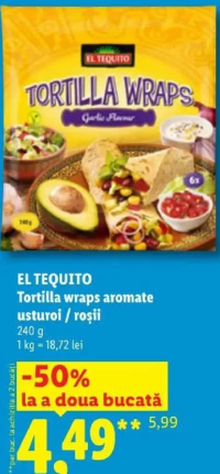 El Tequito Tortilla wraps aromate usturoi / roșii 240 g