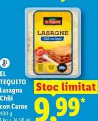 EL TEQUITO Lasagna Chili con Carne 400 g