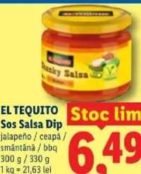 EL TEQUITO Sos Salsa Dip jalapeño / ceapă / smântână / bbq 300 g / 330 g