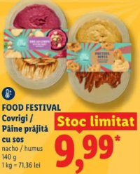 FOOD FESTIVAL Covrigi / Pâine prăjită cu sos nacho / humus 140 g