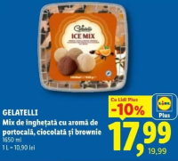 Gelatelli Mix de înghețată cu aromă de portocală, ciocolată și brownie 1650 ml