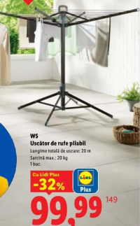 W5 Uscător de rufe pliabil 20 m