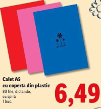 Caiet A5 cu coperta din plastic 80 file, dictando, cu spiră 1 buc.