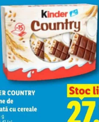 Kinder Country Batoane de ciocolată cu cereale 15 x 23,5 g