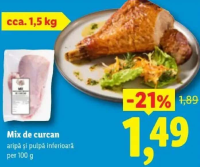 Mix de curcan aripă și pulpă inferioară per 100g