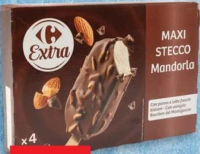 Carrefour Extra Înghețată cu smântână și vanilie Maxi Stecco Mandorla 4 x 80 g
