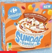 Carrefour Sensation Înghețată Sundae cu vanilie și caramel sărat 360 ml
