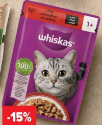 Whiskas Hrană umedă pentru pisici adulte cu vită în sos 85 g