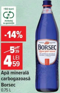 Apă minerală carbogazoasă Borsec 0.75L