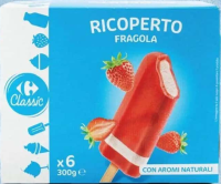 Carrefour Classic Înghețată de căpșune Ricoperto Fragola 6 x 50 g, 300 g