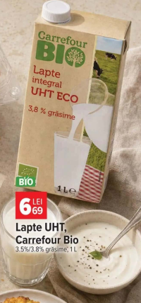 Carrefour Bio Lapte UHT 3.5%/3.8% grăsime 1 L