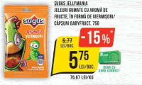 Sugus Jellymania Jeleuri gumate cu aromă de fructe, în formă de viermișori/căpșuni babyfruct 75g