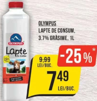 Olympus Lapte de consum 3.7% grăsime 1L
