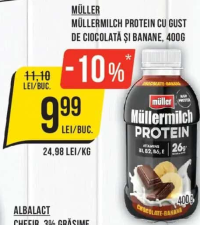 MÜLLER MÜLLERMILCH PROTEIN CU GUST DE CIOCOLATĂ ȘI BANANE, 400G