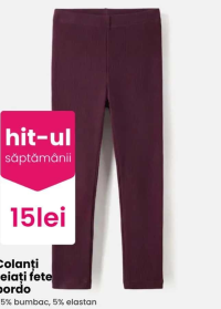 Colanți reiați fete bordo 95% bumbac, 5% elastan