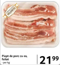 CARMANGERIA SELGROS Piept de porc cu os, feliat - per kg