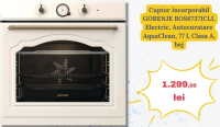 GORENJE Cuptor incorporabil BOS67371CLI, Electric, Autocuratare AquaClean, 77 l, Clasa A, bej