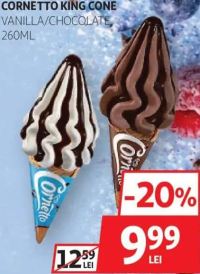 CORNETTO KING CONE VANILLA/CHOCOLATE 260ML
