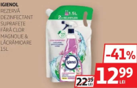 Igienol Rezervă Dezinfectant Suprafețe Fără Clor Magnolie & Lăcrămioare 1.5l