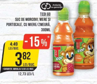 Tedi Go Suc de morcovi, mere și portocale, cu miere/zmeură, 300ML