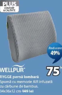 WELLPUR RYGGE pernă lombară 34x36x12 cm