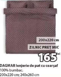 DAGMAR lenjerie de pat cu cearșaf 100% bumbac 200x220 cm