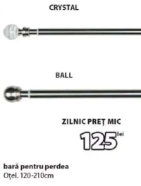 bară pentru perdea Oțel 120-210cm