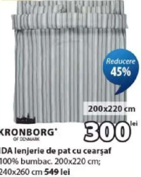 KRONBORG IDA lenjerie de pat cu cearșaf 100% bumbac 200x220 cm