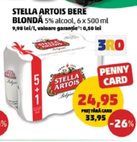 STELLA ARTOIS BERE BLONDĂ 5% alcool, 6 x 500 ml
