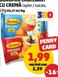 Boromir Croissant cu cremă lapte / cacao 60 g
