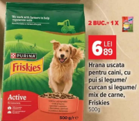 Purina Friskies Active Hrana uscata pentru caini cu pui si legume/ curcan si legume/ mix de carne 50
