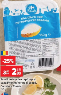 Carrefour Classic Salată cu icre de crap/crap și ceapă/hering/hering și ceapă 150 g